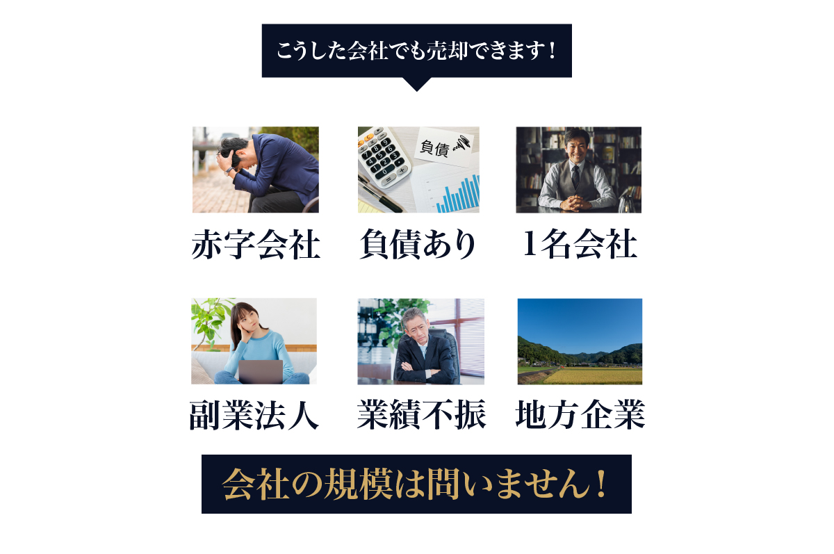こうした会社でも売却できます!